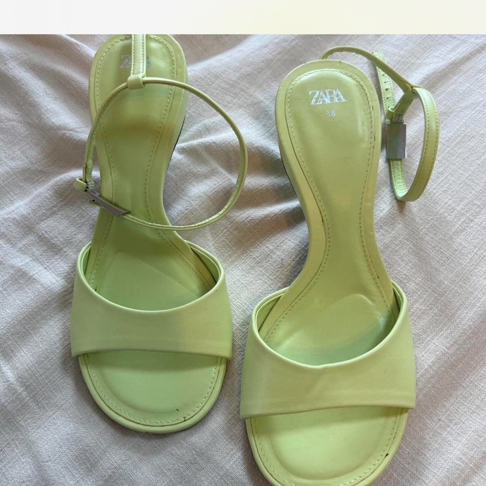 Zara Lime Green Ankle Strap Heels 7.5 - Picture 7 of 7